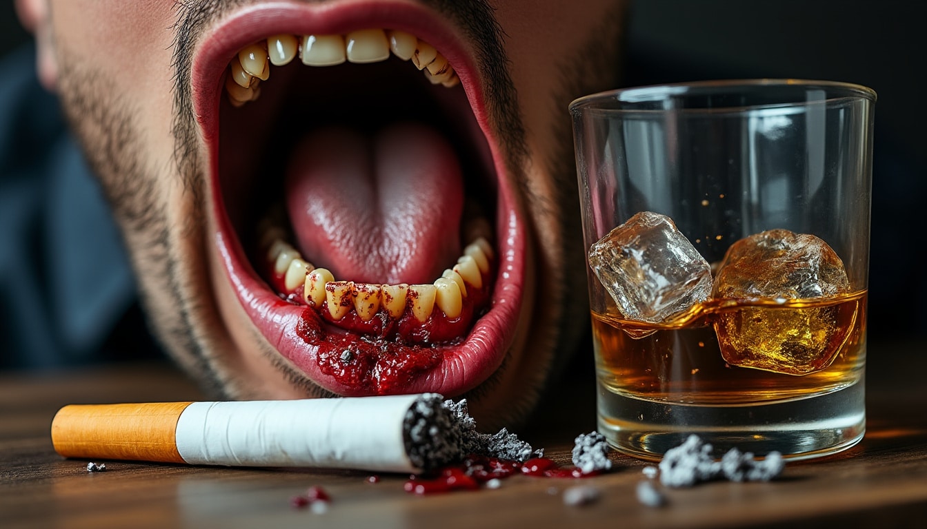 découvrez comment la consommation d'alcool et de tabac agit de manière combinée pour augmenter les risques de problèmes buccaux et protégez votre santé dentaire.